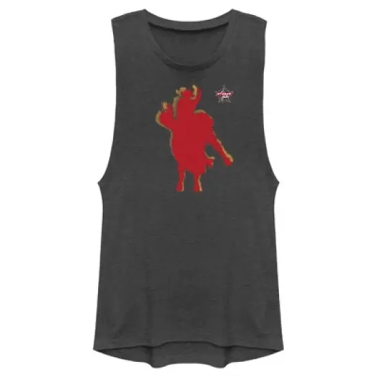 Junior's Professional Bull Riders Red Cowboy Silhouette Festival Muscle Tee image {3}