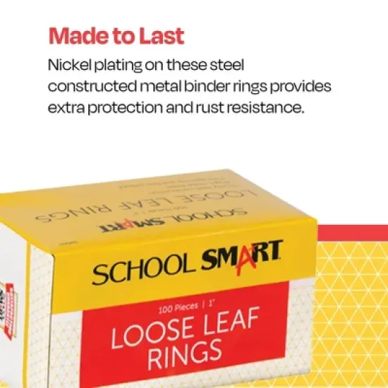 School Smart Loose Leaf Rings, 1 Inch, Nickel Plated Steel, Pack of 100 image {2}