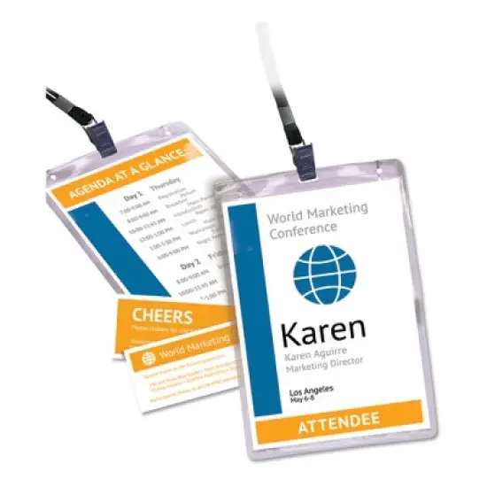 Avery Lanyard-Style Badge Holder w/Laser/Inkjet Inserts, Top Load, 4.25 x 6, WE, 25/PK image {1}
