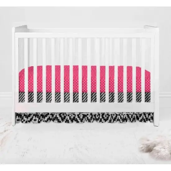 Bacati - Love  Black Fuschia 4 pc Crib Bedding Set with Diaper Caddy image {5}