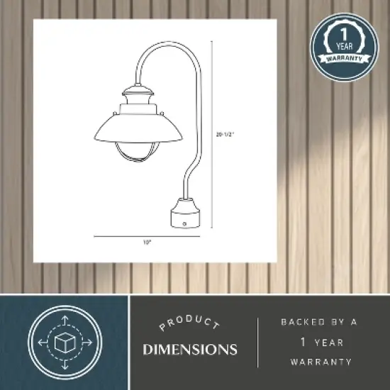 VAXCEL Harwich 1L Black Coastal Outdoor Dome Barn Post Light Clear Glass image {1}