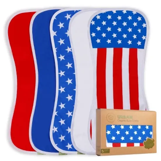 5pk Urban Baby Burp Cloths, Organic Burping Cloth for Babies, Burp Rags for Baby Girls, Boys image {9}