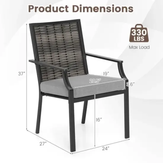 Costway Patio Wicker Chairs Set of 2/4 Stackable Rattan Armchairs with Removable Cushions image {2}