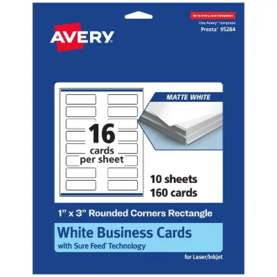 Avery 1" x 3" Rectangle Rounded Corner Cards, Matte White, 160ct image {9}