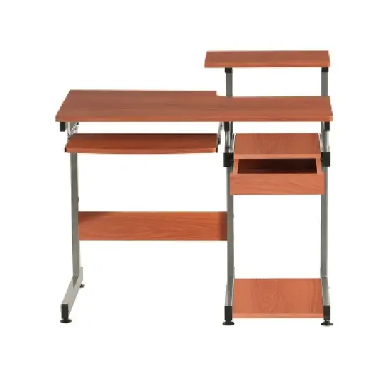 PAGED Modern Computer Desk with Metal Legs, Home Office Desk with Storage Shelves and Keyboard Panel for Office, Study image {2}