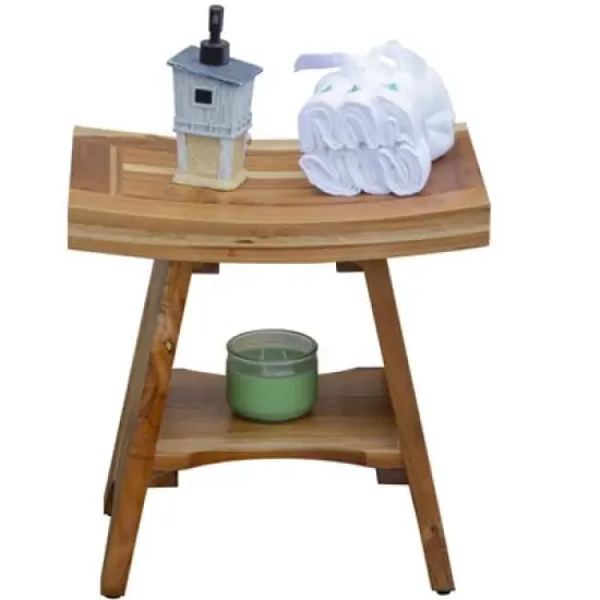 EcoDecors&reg; Serenity&reg; 18" Teak Wood Shower Bench with Shelf in EarthyTeak Finish image {7}