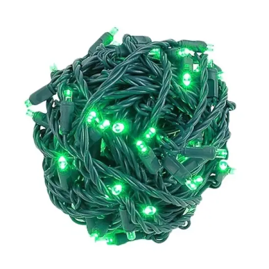 Novelty Lights Coaxial 34 Feet 100 LED Christmas String, Green Wire, Water Resistant, Modular, Connect 21 Sets Per Power Supply (Sold Separately) image {8}