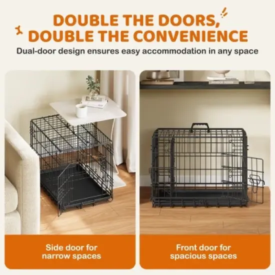 Yaheetech Metal Dog Crate for Small to Medium-Sized Dogs, Black image {5}