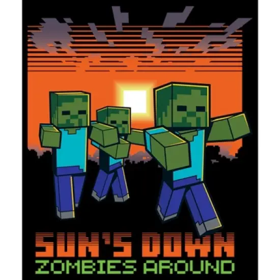 Boy's Minecraft Sun's Down Zombies Around T-Shirt image {1}