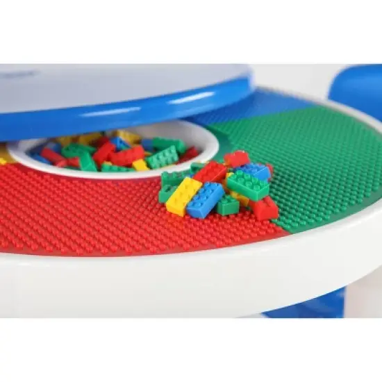 3pc Round Plastic Construction Table with 2 Chairs and Cover Blue/Red/White - Humble Crew image {2}