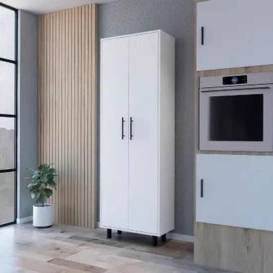 Gulches Tall Pantry Cabinet 5-Shelf Cupboard Storage Organizer with Metal Handles & Legs | Shelves:22.4"W X 11"D image {1}