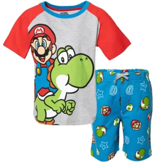 SUPER MARIO Nintendo Yoshi Mario T-Shirt and French Terry Shorts Outfit Set Toddler image {10}