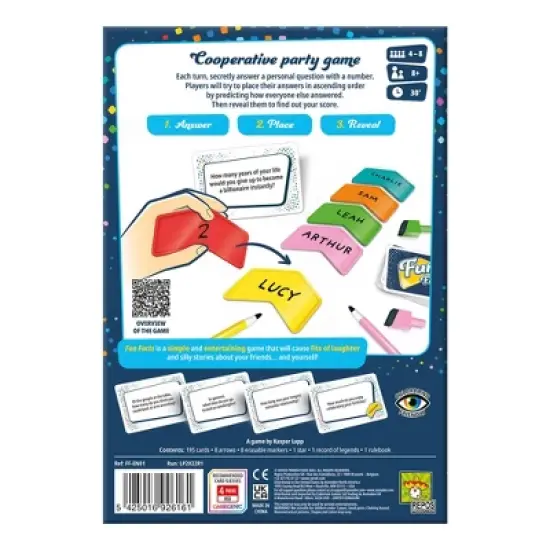 Fun Facts Game: Asmodee&reg; Educational Party Board for Social & Creative Skills, 4-8 Players, 30 Min Play, Includes Cards & Marker image {2}