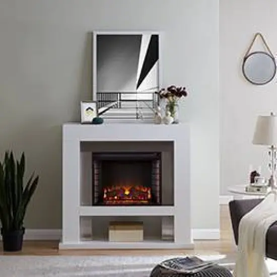 Lockman Stainless Steel Fireplace White - Aiden Lane image {15}
