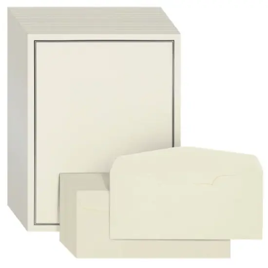 Pipilo Press 72 Piece Stationery Set for Writing Letters with 48 Ecru and Black Border Paper Sheets and 24 Envelopes, 8.5 x 11 image {8}