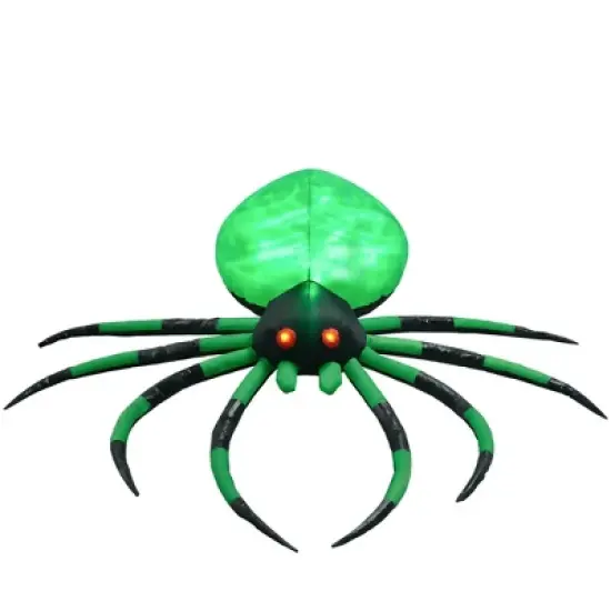 Whisen Halloween Inflatable Outdoor Decoration Spider, Blow Up LED Yard Decor, Waterproof - Green image {7}