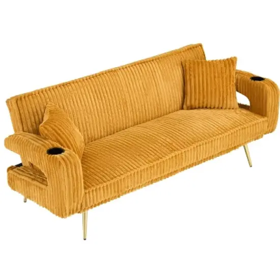 The straight-row white Polyester sofa with throw pillows, featuring a minimalist style, is suitable for the living room and study image {8}