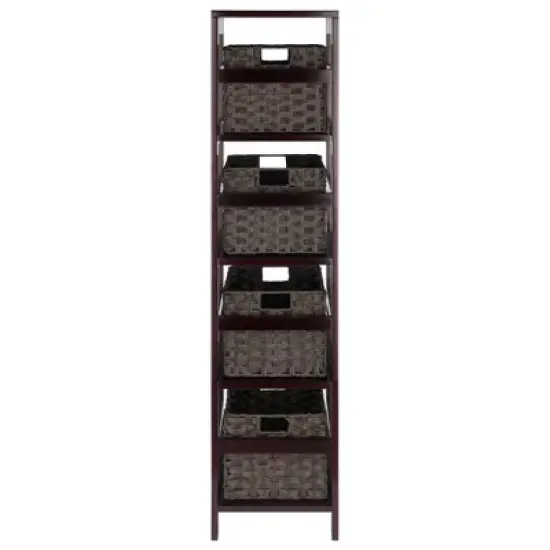 54.8" 5pc Leo Storage Shelf with Baskets Espresso/Chocolate - Winsome image {3}