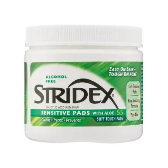 Stridex Triple Strength Acne Medication Pads for Sensitive Skin, Aloe, 55 Ct image {1}