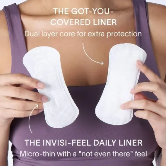 Cora Invisi-feel Daily Panty Liner Micro Thin Organic Cotton Topsheet - 80ct image {6}
