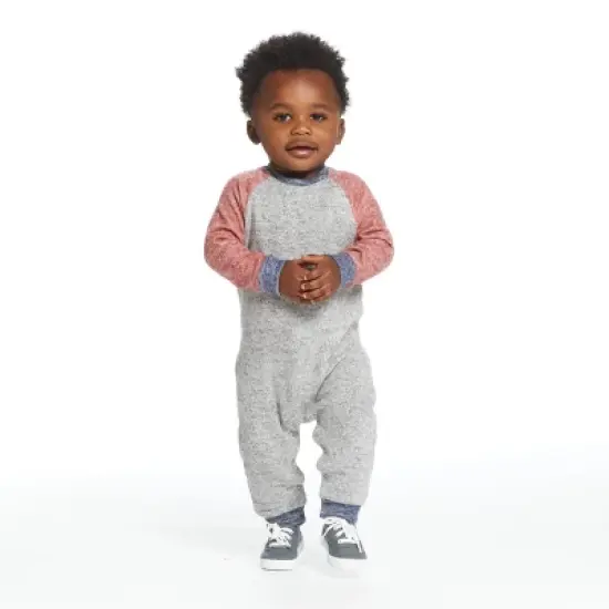 Andy & Evan Toddler Boys Colorblocked Hacci Romper Grey, Size 18-24 Months image {4}