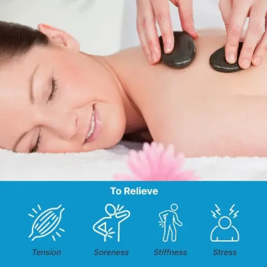 SereneLife 2 Pcs. Large Basalt Massage Stones with Travel Bag - Heated Stone Massage for Stress Relief, Muscle Tension, and Pain Relief image {2}