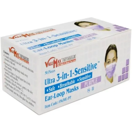 ValuMax Ultra-3-in-1 Sensitive Face Mask 50 Pcs image {2}