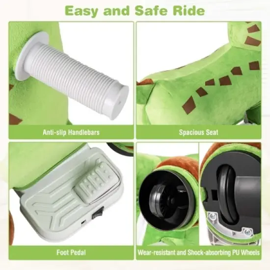 Costway 6V Kids Ride on Dinosaur with Padded Sea Foot Pedal Music Forward & Wheels image {6}