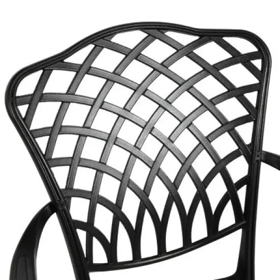 3 Piece Patio Seating Set, Aluminum Patio Accent Chairs Set Of 2 With Umbrella Hole And Cushion,All Weather Metal Bistro Table Set-Maison Boucle image {6}