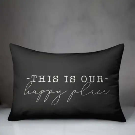 Creative Products This Is Our Happy Place Black and White 14x20 Indoor / Outdoor Pillow image {1}