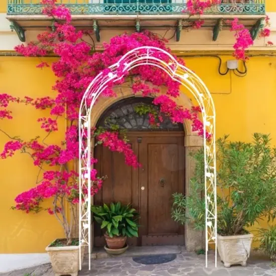 JUJABU Metal Garden Arch Pavilion Assemble Freely with 8 Styles, Climbing Plants Suitable for Weddings, Parties, ect. Cream White image {4}