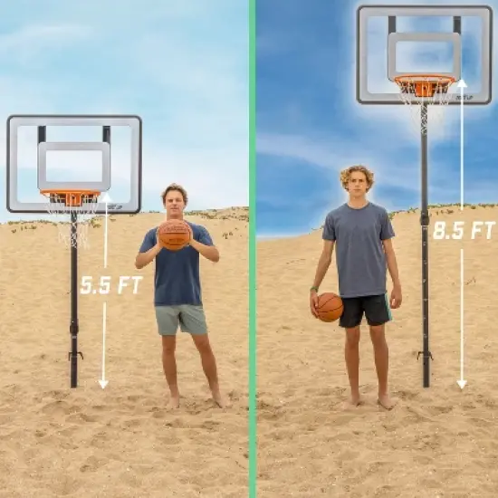 GoSports Post Up Portable Beach Basketball Hoop for Kids and Adults - Play on Grass or Sand - Includes 2 Basketballs, Pump and Accessories Tote image {3}