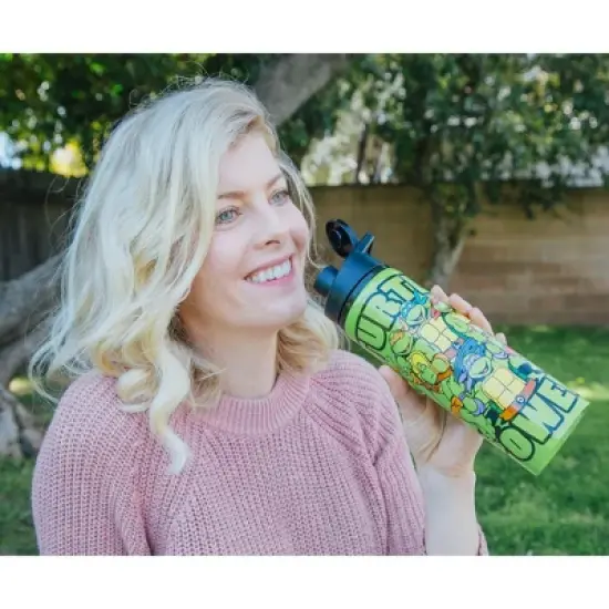 Silver Buffalo Teenage Mutant Ninja Turtles "Turtle Power" Stainless Steel Water Bottle image {4}