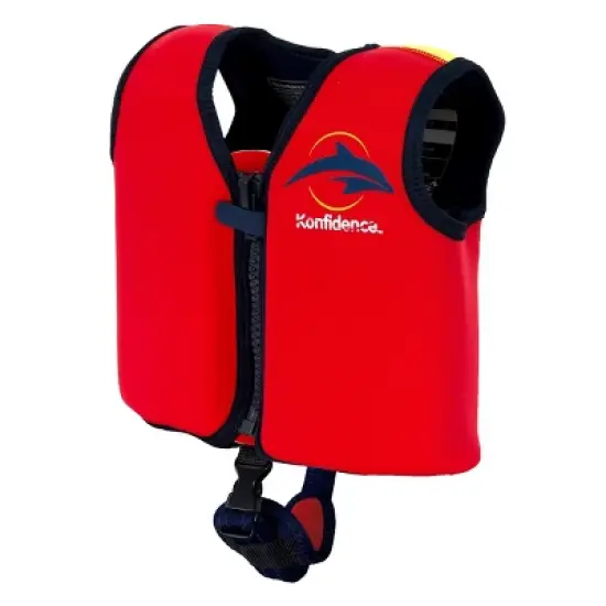 Konfidence Learn to Swim Buoyancy Jacket with Removable Support Strap in Red/Yellow image {6}