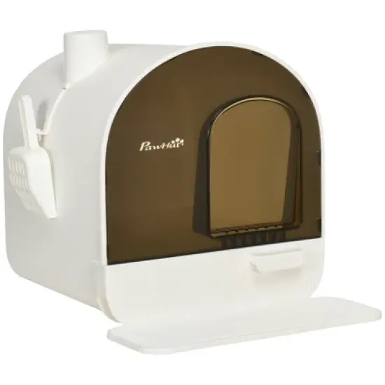 PawHut Cat Litter Box with Lid, Covered Litter Box for Indoor Cats with Tray, Scoop, Filter, 17" x 17" x 18.5" image {9}