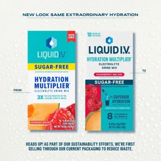 Liquid I.V. Sugar Free Hydration Multiplier Vegan Powder Electrolyte Supplements - Melon Raspberry - 0.45oz/10ct image {2}