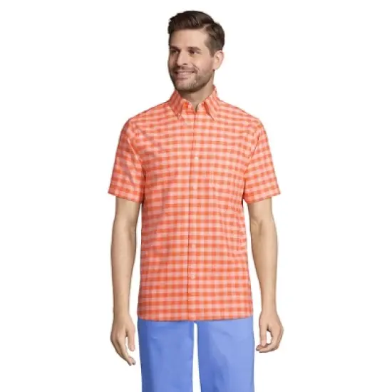 Lands' End Lands' End Men's Traditional Fit Short Sleeve Comfort-First Sail Rigger Oxford Shirt image {3}