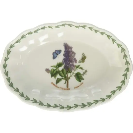 Portmeirion Botanic Garden Fluted Oval Dish (6"x4.5") - Garden Lilac Motif, Porcelain Bakeware - Oven, Microwave, Freezer, Dishwasher Safe image {3}