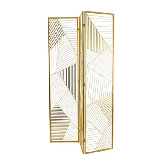 Glam Geometric Room Divider Screen Gold - Olivia & May image {3}