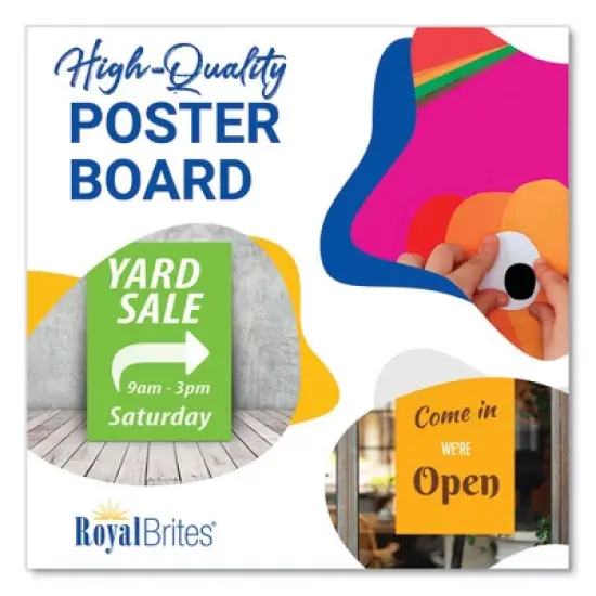 Royal Brites Premium Coated Poster Board, 11 x 14, Assorted Neon Colors, 5/Pack image {2}