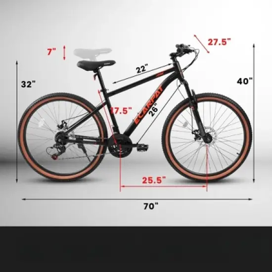 DSVIMOY Bicycles, 24 Inch Mountain Bike for Adults, Commute Bicycle for Men and Women, Black, 65.5"*24.5"*37" image {1}