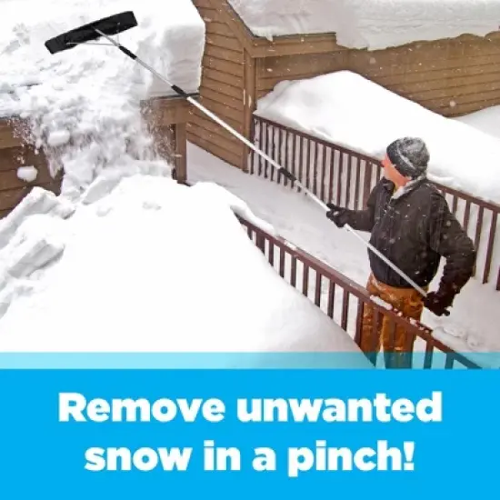 Gardenised  Aluminum Snow & Leaf Removal Tool & Pusher Scraper with 24&rdquo; Oversized Rolling Blade, Lightweight 5-21&rsquo; Telescoping Extendable TPE Handle image {5}