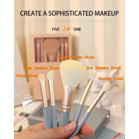 BABYYER Travel Size Makeup Brushes Set, Mini Complete Function Makeup Brush Set with Case and Mirror, for On The Go image {3}