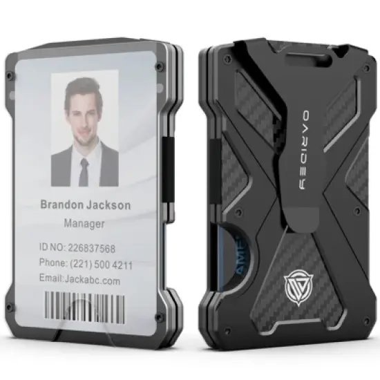 Men's Ultra-Thin Aluminum Wallet with RFID Blocking, Black, 15 Card Slots image {9}