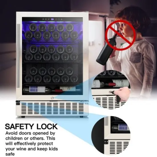 Kismile Mini Fridge 23.5 inches W 46 Bottle and 156 Cans Single Zone Freestanding/Built-In Beverage Refrigerator image {4}