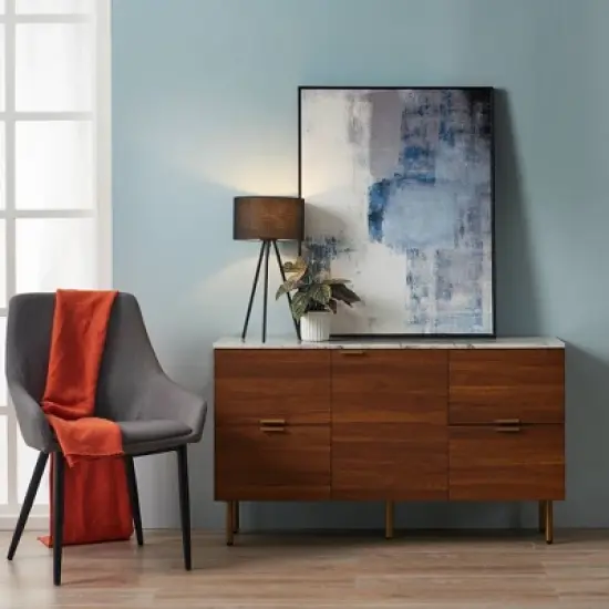 Ashton Sideboard with Faux Marble Top Walnut - Teamson Home image {5}