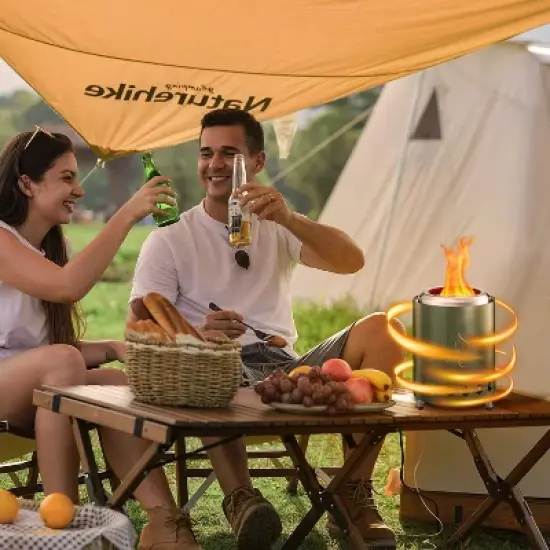 ZAFRO Tabletop Fire Pit 6.7"*7.3&iexcl;&deg; with Stand, Smokeless Firepit Outdoor, 304 Stainless Steel Small Table Top Stove Fueled By Pellets Or Wood image {3}