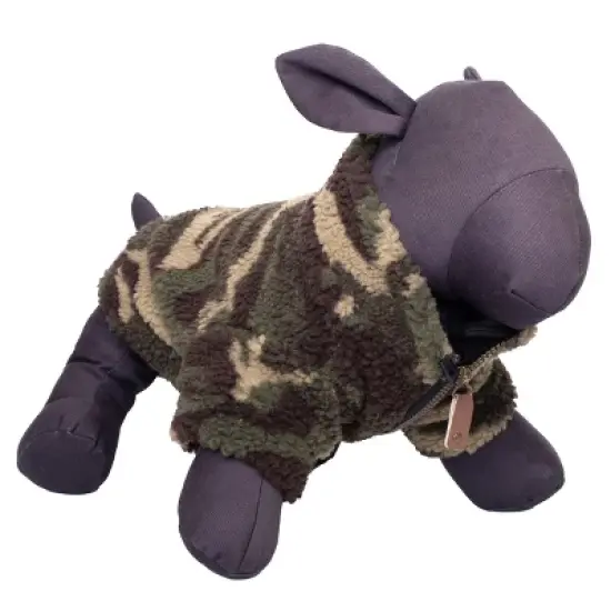 The Worthy Dog Plaid Quarter Zip Faux Shearling Pullover image {2}