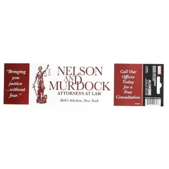Nerd Block Marvel Daredevil "Nelson and Murdock Attorneys at Law" Bumper Sticker image {1}