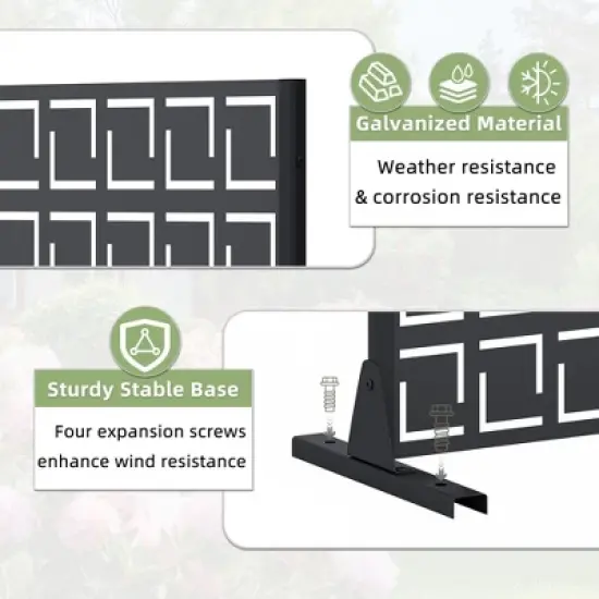 1-Piece Black Rectangle Outdoor Metal Screen Decorative Art Panel,Outdoor Garden Screen image {4}